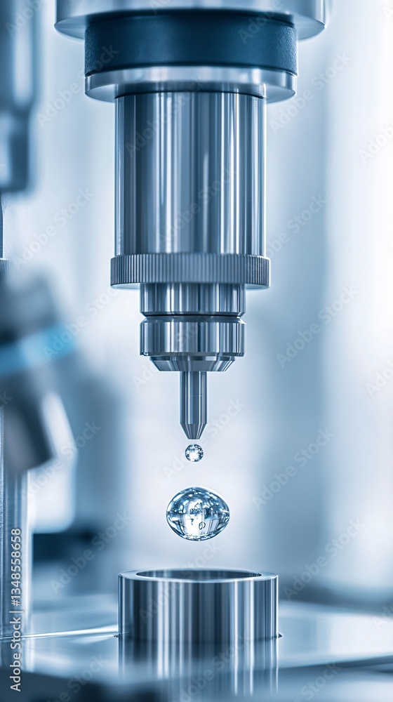 Poster magnifying glass focused on a tiny defect in a manufactured part, defect detection, precision in qua