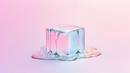 Melting Ice Cube In Pastel Colors