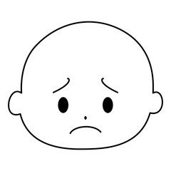 シンプル表情　困り顔　白黒