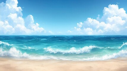 Obraz premium Summer Beach Ocean Waves Sunny Sky Seascape View