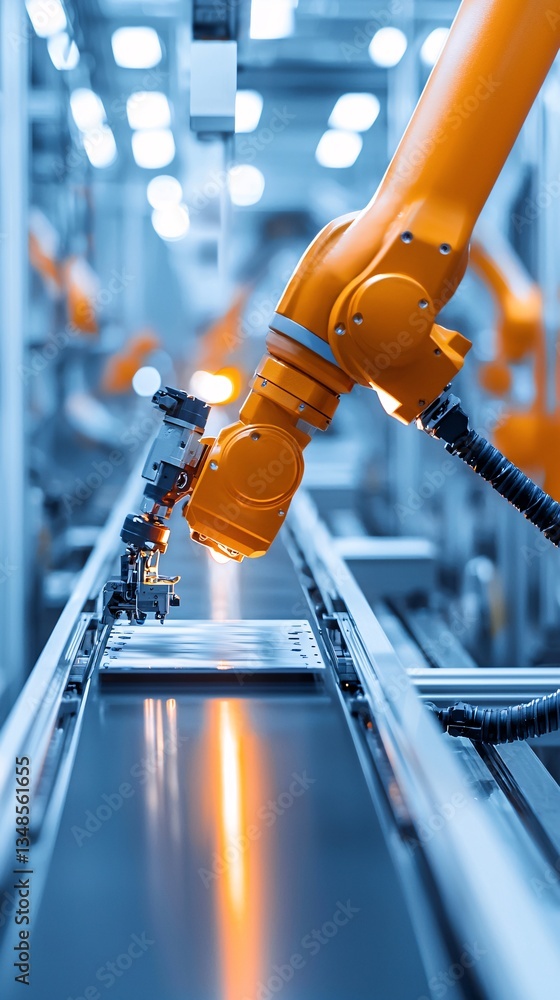 Poster automated assembly line with sensors performing real-time quality checks, sensor-based qc, high-spee