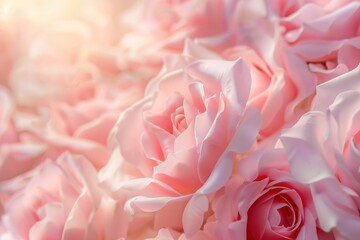Obraz premium light pink roses in soft color and blur style for background. sweet color roses flowers in pastel tone with blurred style for background pattern texture. sweet color flower petals in soft color. MZ 