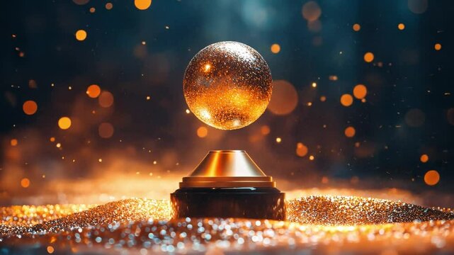 Mystical Orb in the Ether: An intriguing image showcasing a captivating sphere levitating above a pedestal, radiating an otherworldly glow. Surrounded by a field of light and sparkling particles.