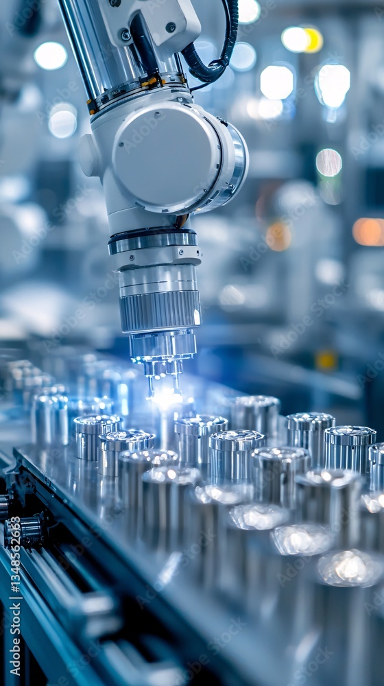 Poster ai system performing a visual quality inspection on a production line, machine learning qc, ai-drive