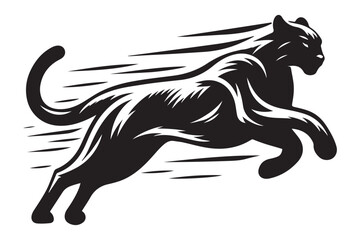 Silhouette Panther Vector Illustration Fast Moving Animal Graphic