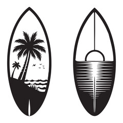 Tropical Surfboard Scene Vector Illustration for Beach Lovers