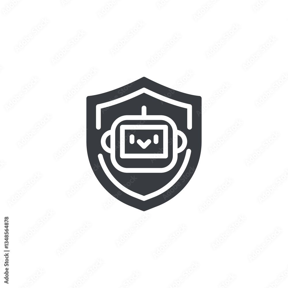 Aufkleber robot with a shield vector icon