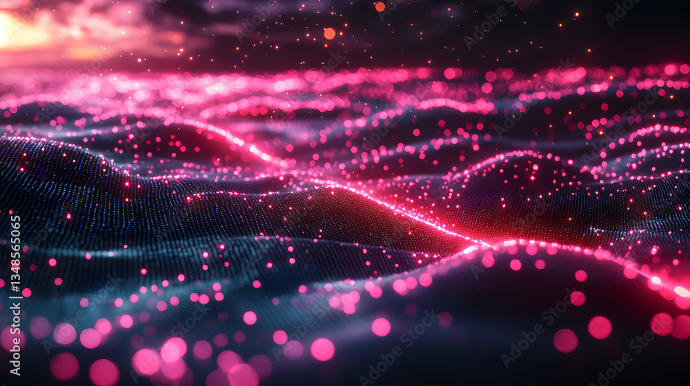Aufkleber abstract background with network mesh and glowing particles. perfect for technology presentations, w