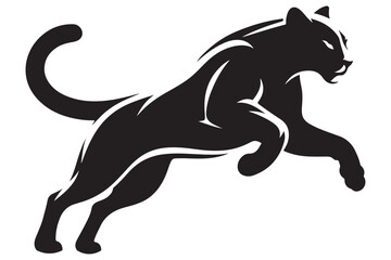 Powerful Black Panther Leaping Illustration Vector for Graphic Design Projects