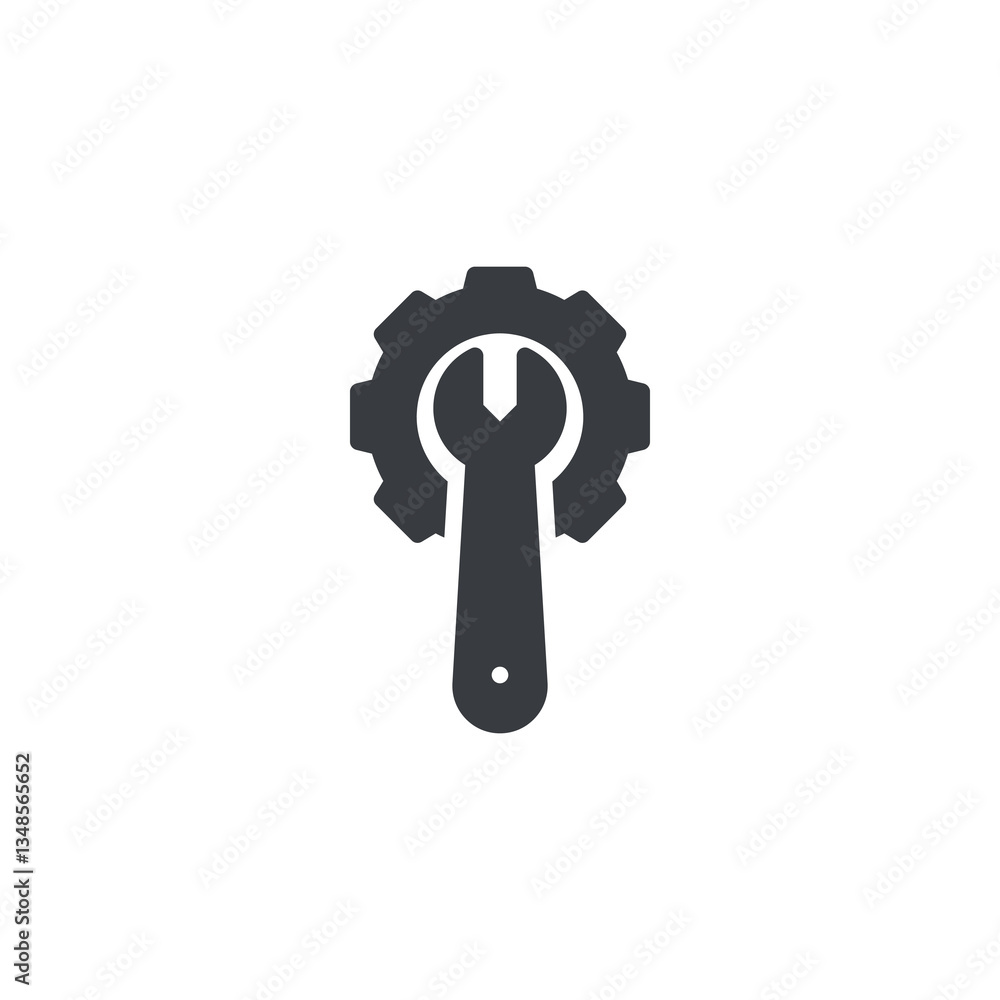 Poster gear with a customization wrench vector icon