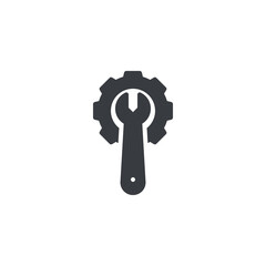 Gear with a customization wrench vector icon