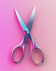 Metallic Scissors on Pink Background
