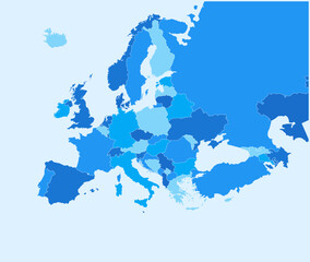 High Detail Europe map. All elements are separated in editable layers clearly labeled. Vector
