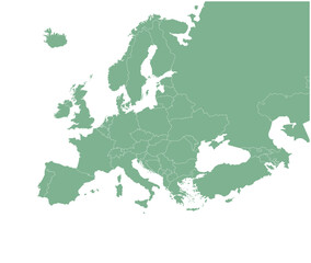 Obraz premium Green Vector Europe map with countries borders for presentations, posters, and infographics