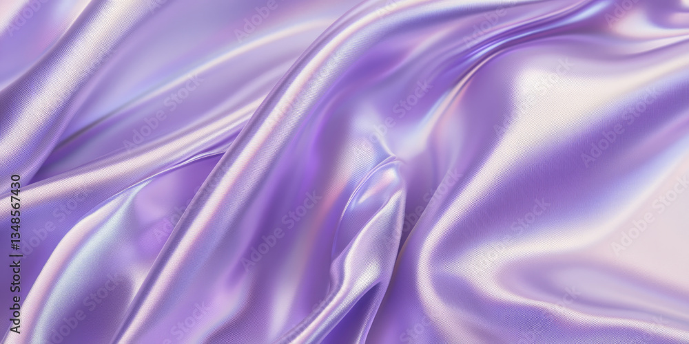 Poster a luminous pearlescent fabric texture background in soft pastel lavender. the gentle iridescent shee