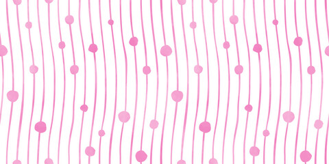 Hand drawn Japanese style pink striped pattern, polka dot pattern, watercolor texture Japanese pattern background//日本の伝統的な和柄、縞模様に水玉の背景 © naa
