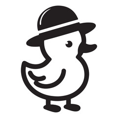 Cute Duck Silhouette Illustration with a Hat Design Vector