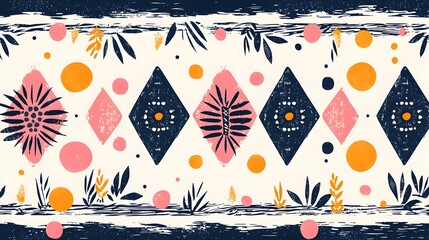 Obraz premium Vibrant Tribal Pattern with Glowing Geometric Shapes