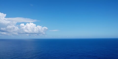 Obraz premium Blue Sky over the Blue Ocean,horizon, seascape, blue, nature, sky, atmosphere, 7