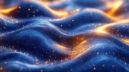 Abstract Blue Gold Glitter Wave Background Texture