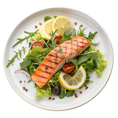 Delicious Grilled Salmon Steak with Lemon and Herbs
