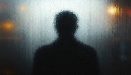 Creepy Ghost Shadow in Frosted Glass Dark Night Paranormal Horror Halloween