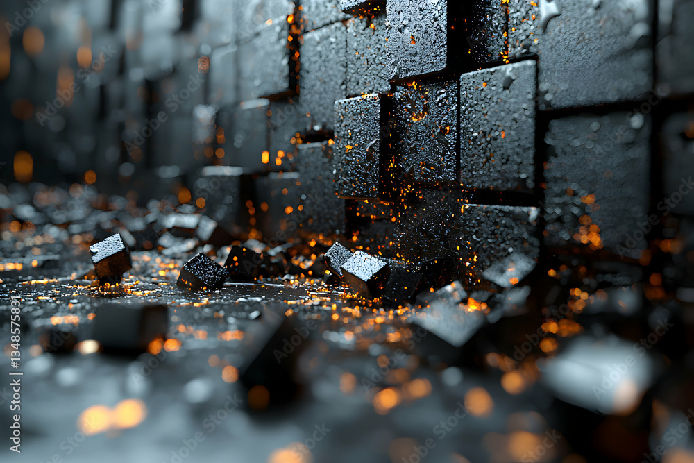 Aufkleber abstract glowing particles form a dynamic fiery landscape. ideal for digital art website backgrounds