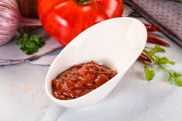 Salsa dip with chili and tomato