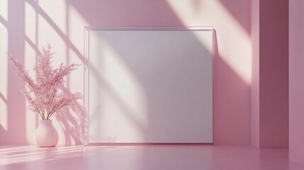 Pink Room Mockup with Blank Canvas
