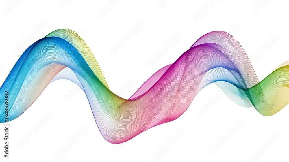Poster rainbow waves: a vibrant and dynamic abstract artwork features flowing, multicolored waves, creating