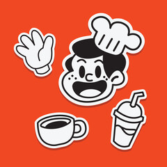 Retro Cafe Handdrawn Mascot Illustration
