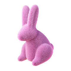 Plush Bunny isolated on white background. 3d design element.