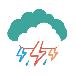 Storm cloud with lightning bolts and rain