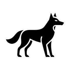Obraz premium Black silhouette of a wolf standing alert