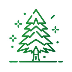 Fototapeta premium Festive Christmas tree outline with decorations