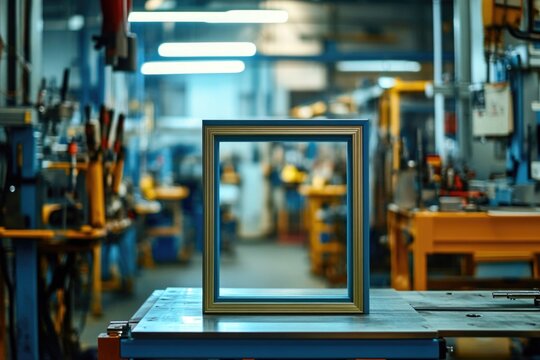 A decorative picture frame sits atop a table, perfect for displaying personal mementos or artwork