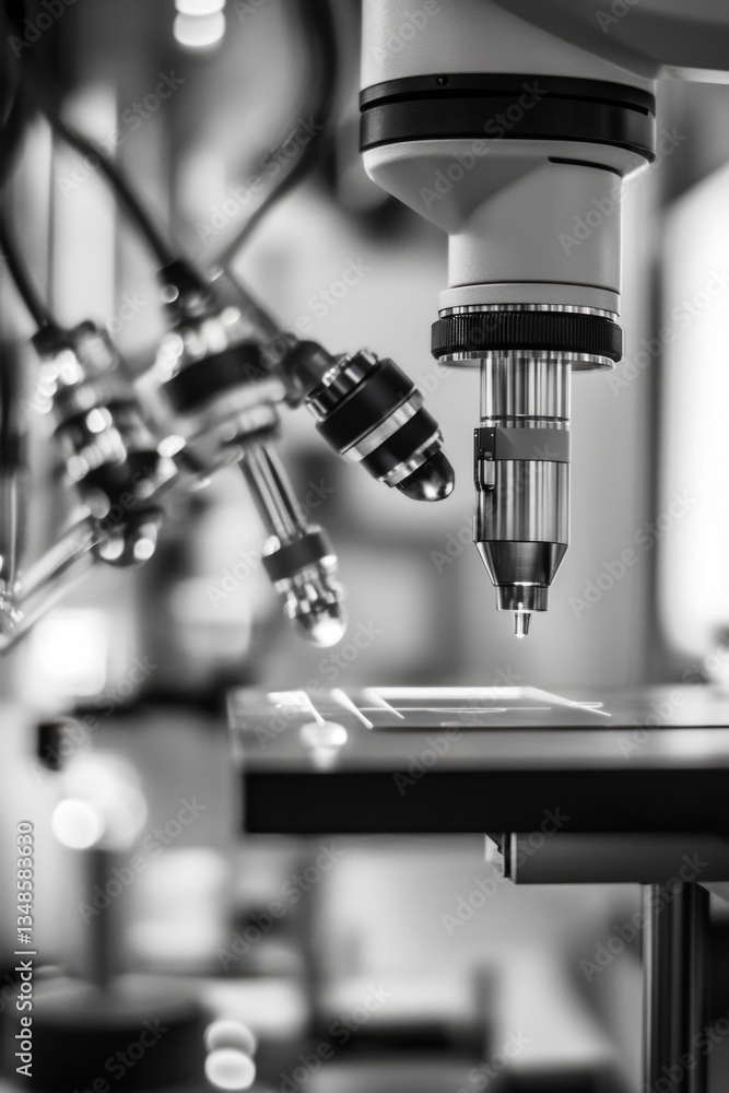 Poster close-up photography of a microscope with a simple setup