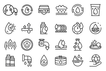 Set of water icons, fresh, nature. vector