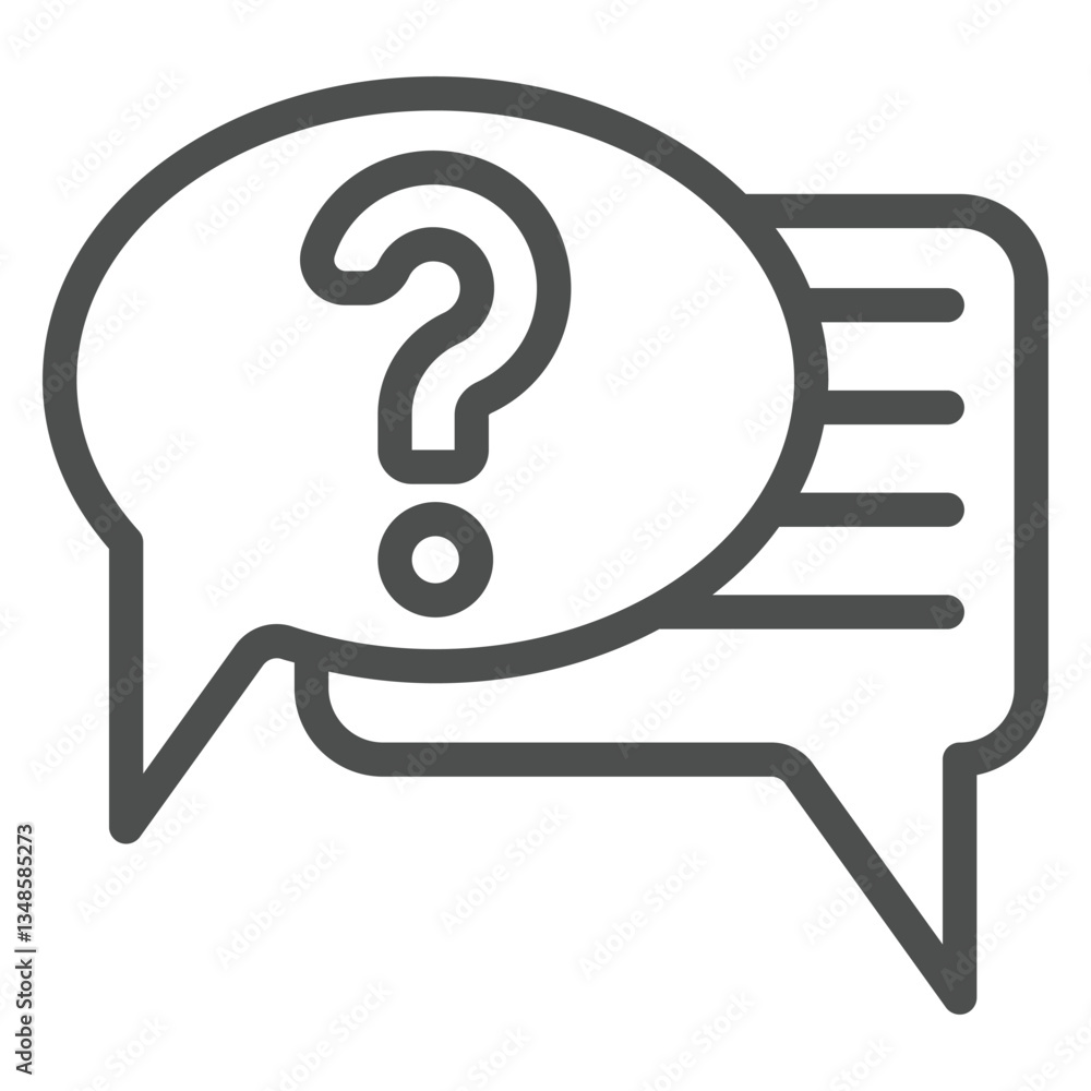 Poster dialog with question mark bubble line icon, psychology concept. vector graphics. ask and answer clou