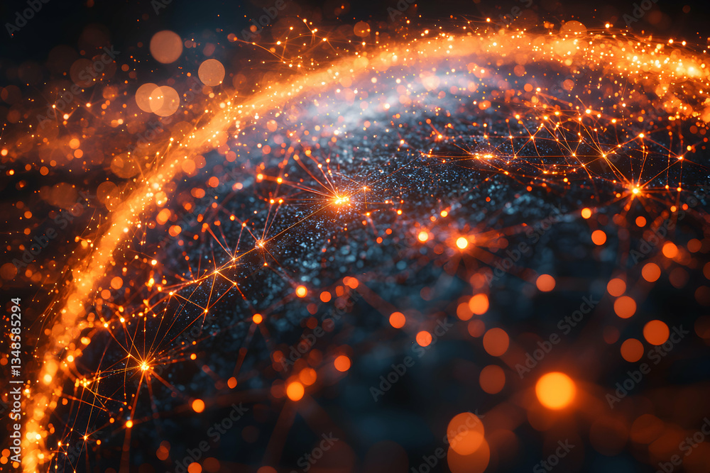Aufkleber abstract glowing network over dark globe. perfect for tech backgrounds, presentations, and website b