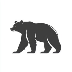 Fototapeta premium Black Bear Walking Silhouette on White Background Graphic Design