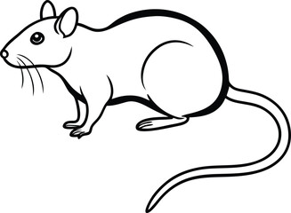 Bold Graphic Illustration Of Black Rat Silhouette On White Background
