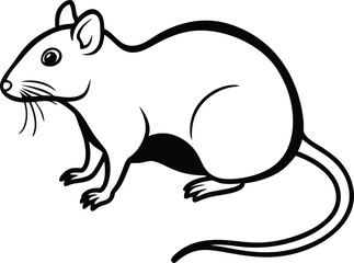 Bold Graphic Illustration Of Black Rat Silhouette On White Background
