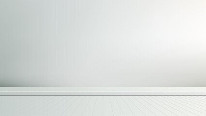minimalist white room with clean wood grain floor, modern interior design background for product mockup showcase