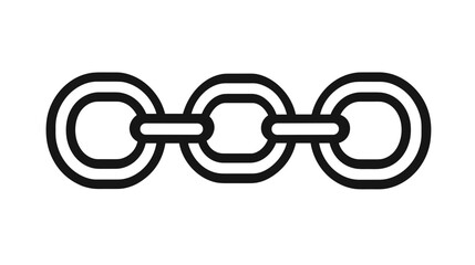 Outline chain link icon on white background with copy space