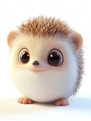 Fototapeta premium Adorable Anime Hedgehog with Big Eyes, Soft Fur, and a Sweet Smile. A charming 3D render of a cute hedgehog.