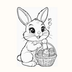 easter bunny with basket coloring book
