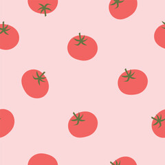 Vector seamless tomato pattern. Vegetables vector illustration cartoon flat style
