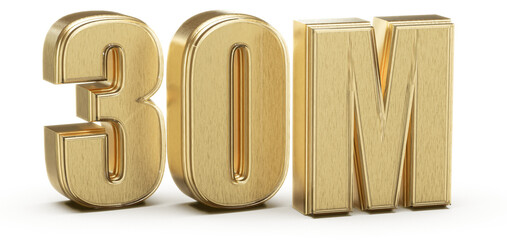 30M Follower Golden Number 3D Render