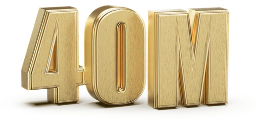 40M Follower Golden Number 3D Render